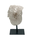Clear Quartz, cluster on metal stand
